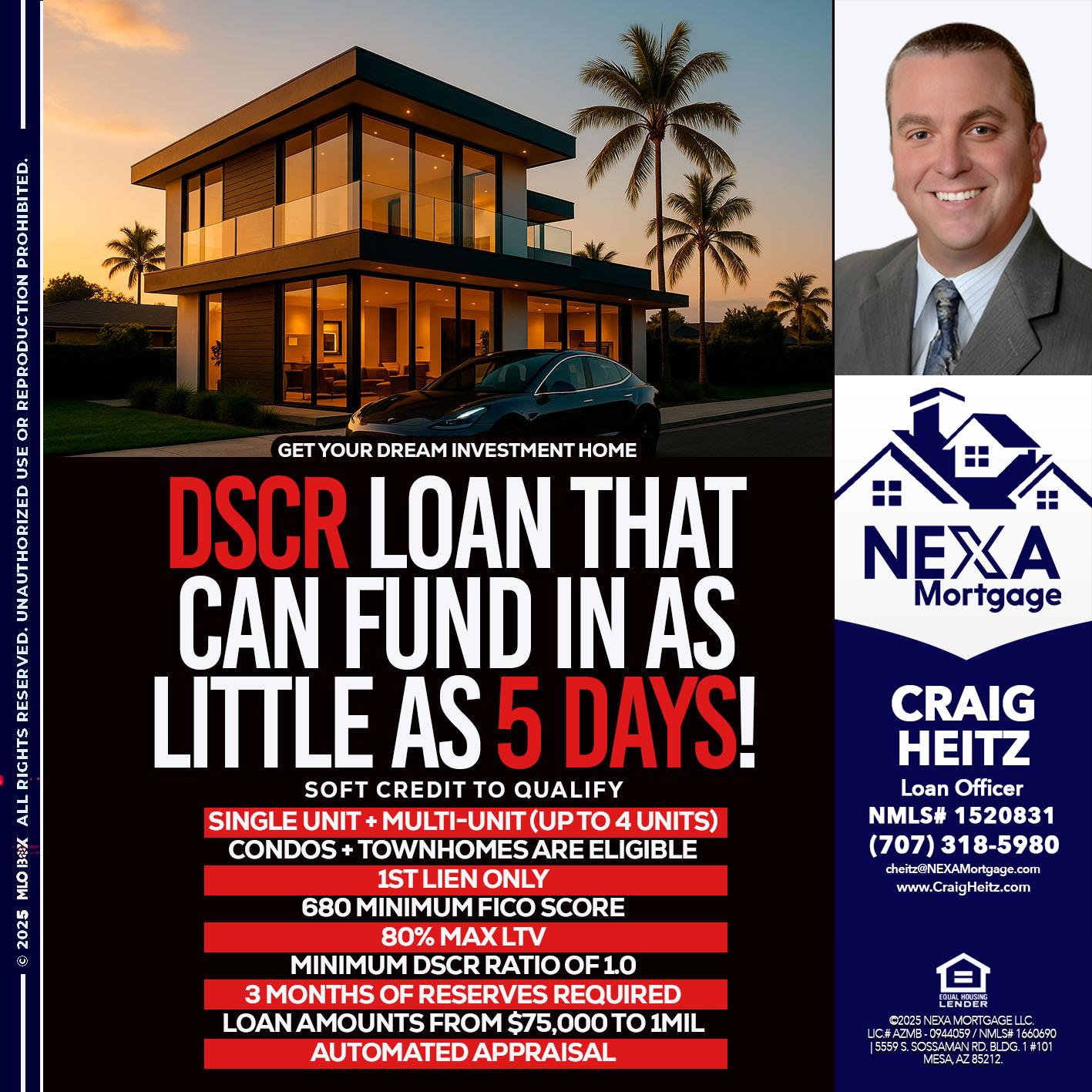 DSCR LOAN - Craig Heitz -Loan Officer