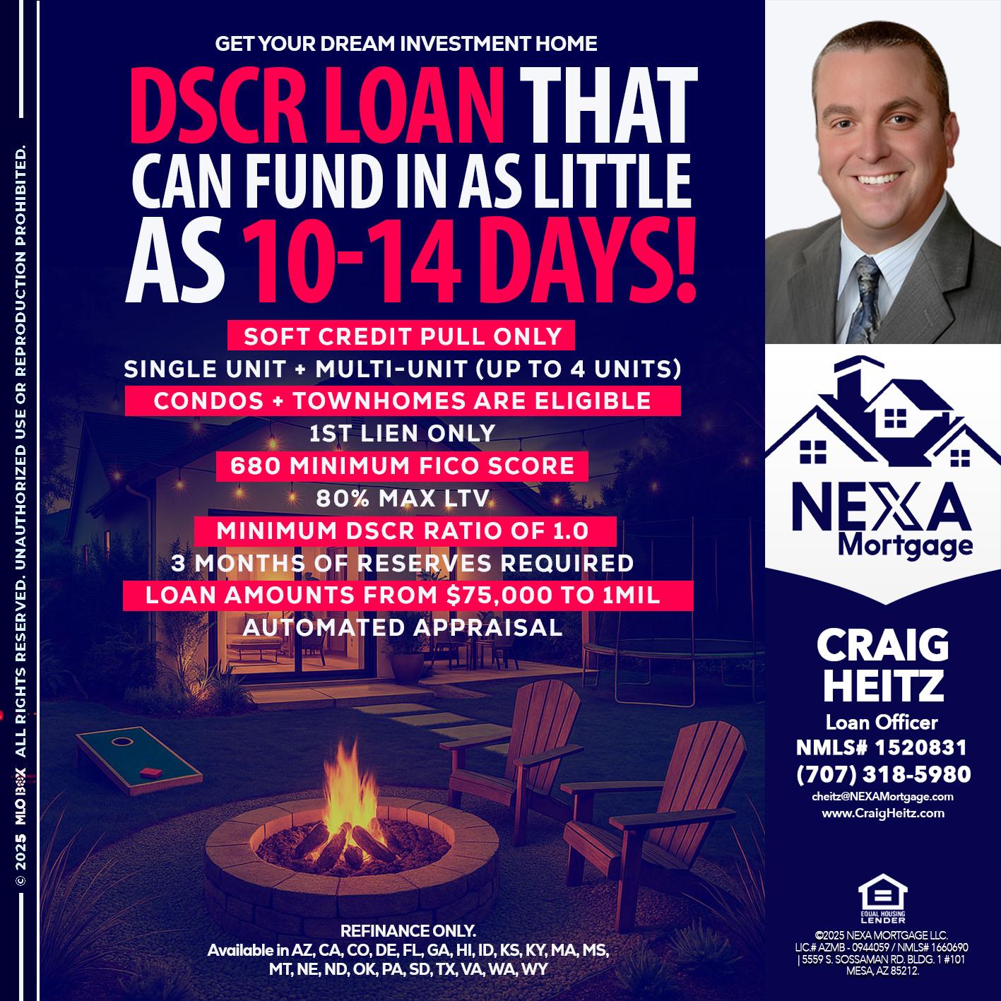 DSCR LOAN - Craig Heitz -Loan Officer