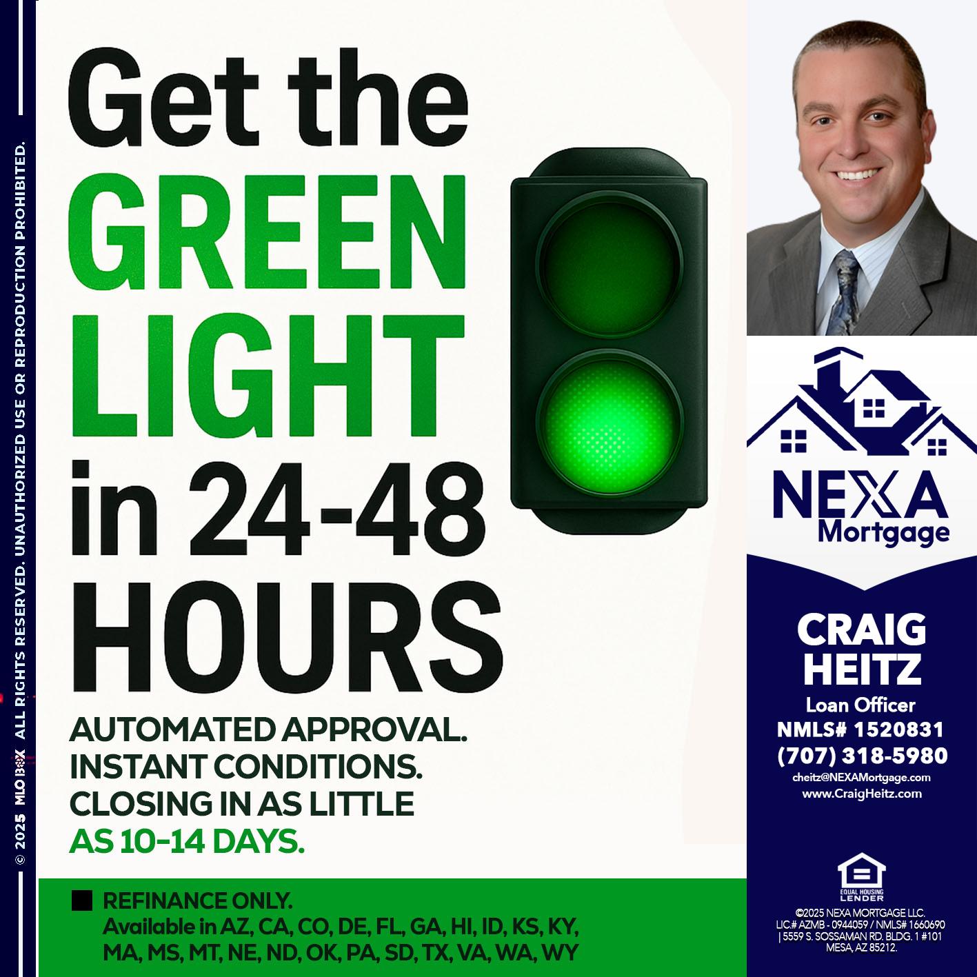 GET THE GREEN LIGHT - Craig Heitz -Loan Officer